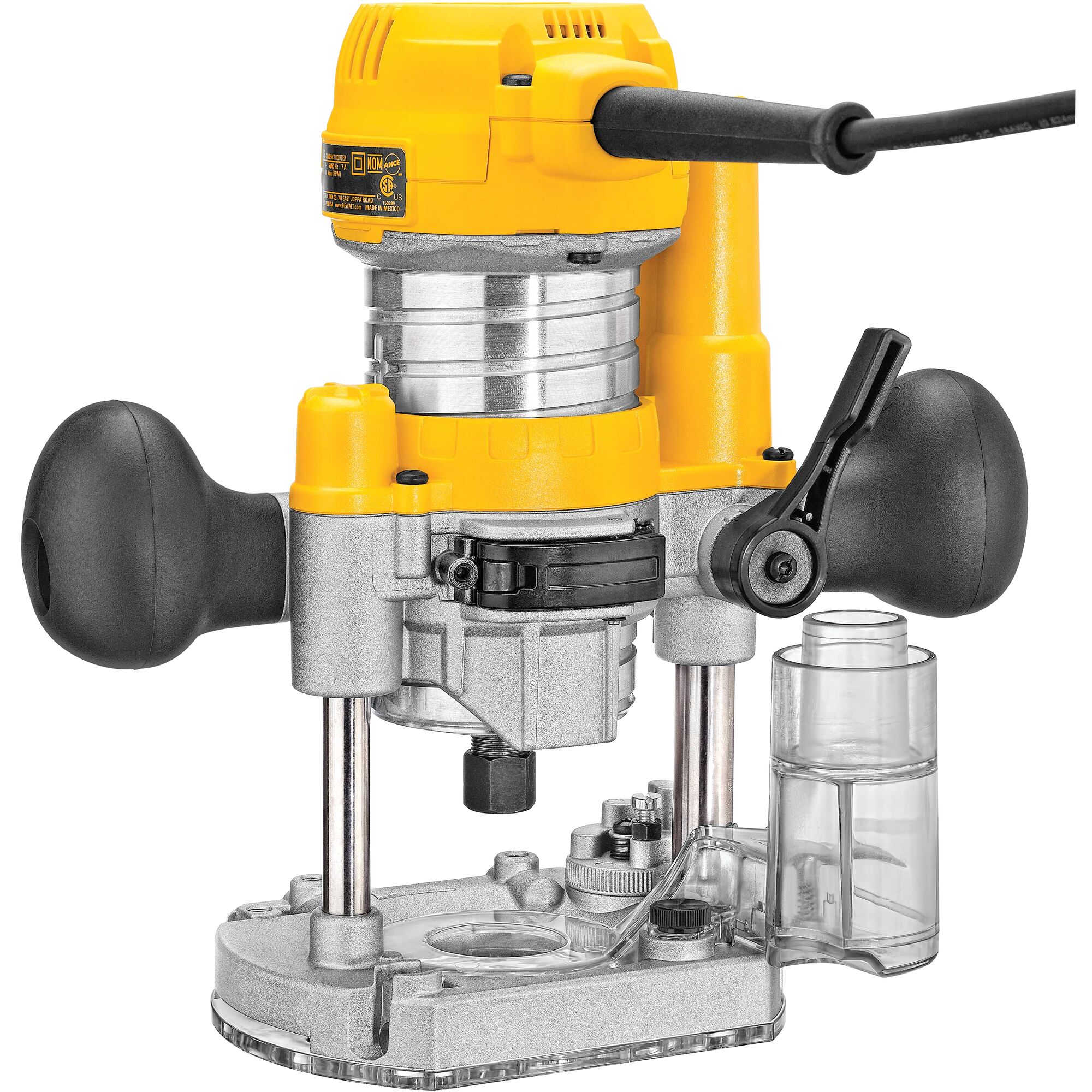 Profile of DNP615 dust collection adapter applied to a plunge base