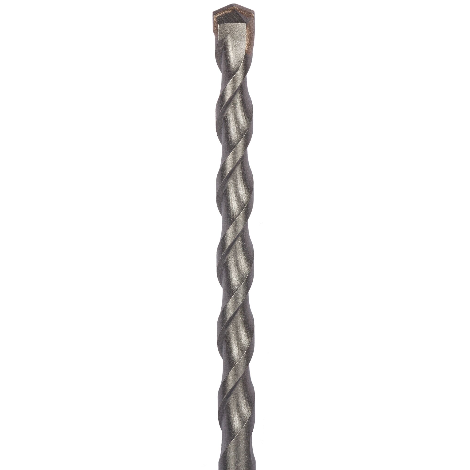 Close-up image of a DEWALT masonry drill bit with a spiral flute design.